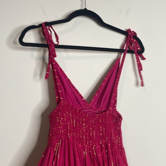 Sundress | Women’s Pink Gold Metallic Details Yolanda Maxi Dress Size Small - Picture 5 of 9